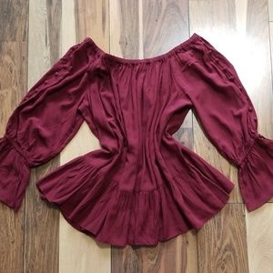 Loft off shoulder ruffle top